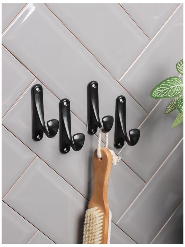 Набор крючков на липучке «Классик», 4 шт, цвет чёрный