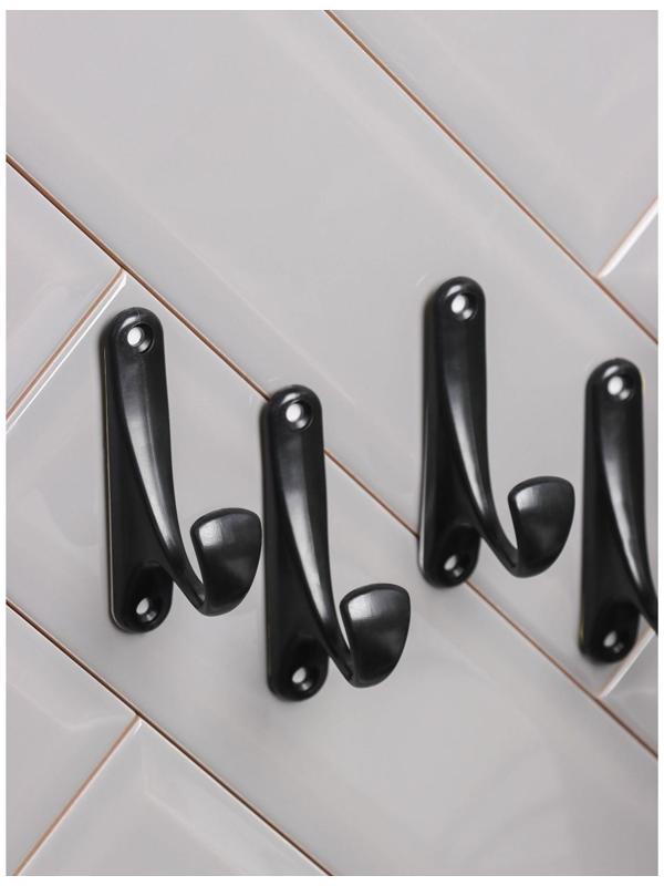 Набор крючков на липучке «Классик», 4 шт, цвет чёрный