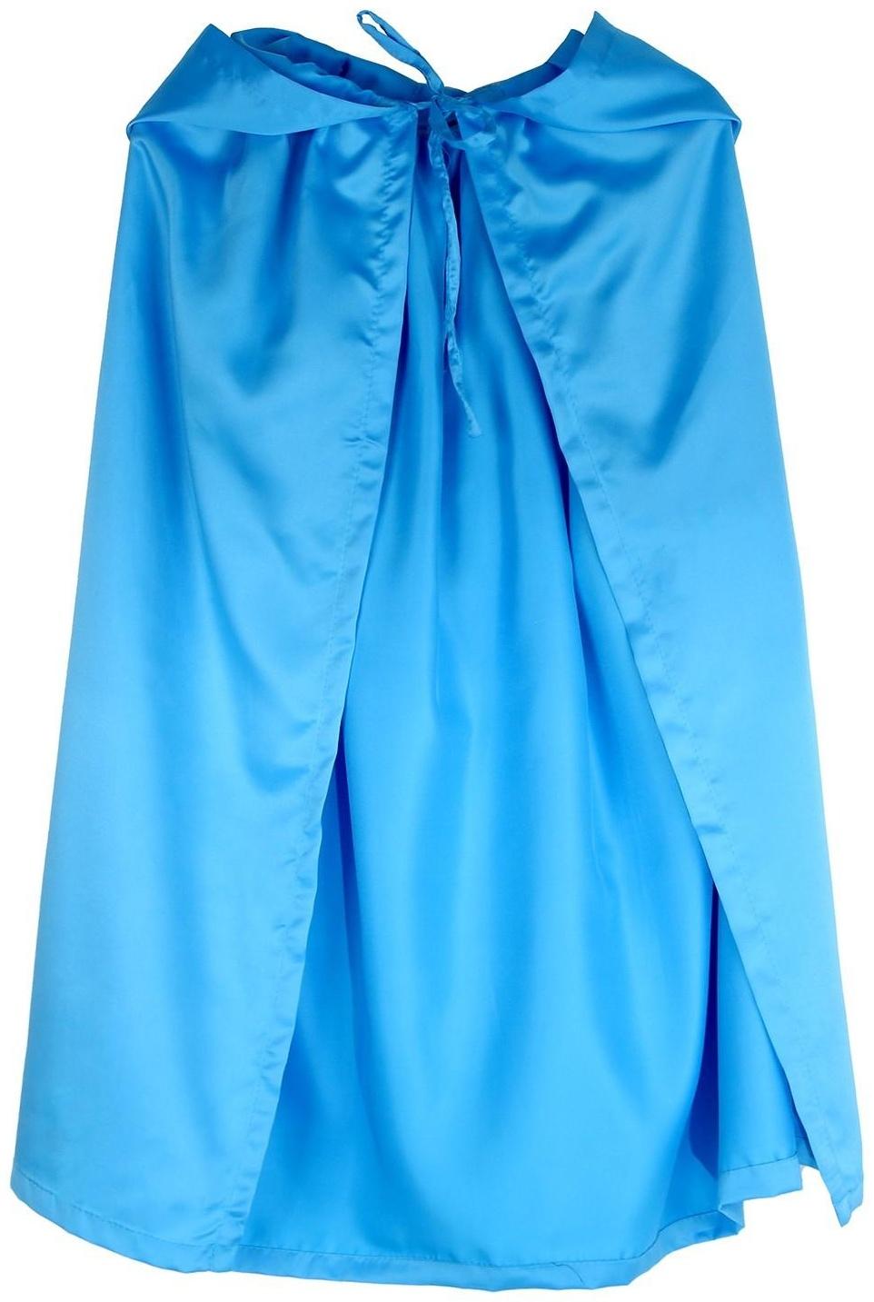 Карнавальный плащ детский,атлас,цвет голубой длина 100см