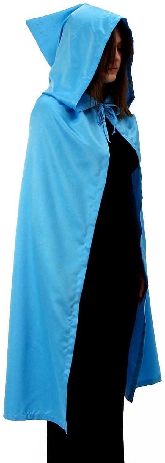 Карнавальный плащ взрослый,атлас,цвет голубой длина 120см