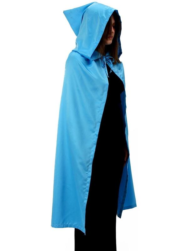 Карнавальный плащ взрослый,атлас,цвет голубой длина 120см