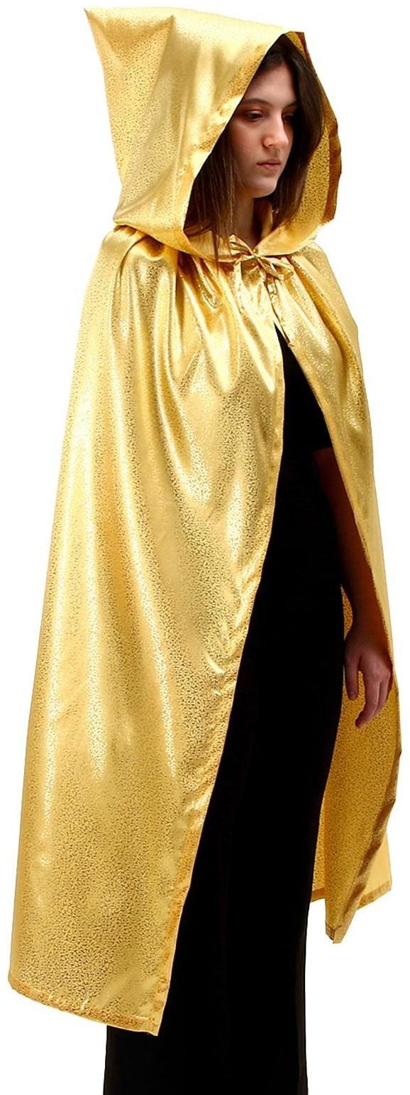 Карнавальный плащ взрослый,атлас,цвет золото с завитком длина 120см