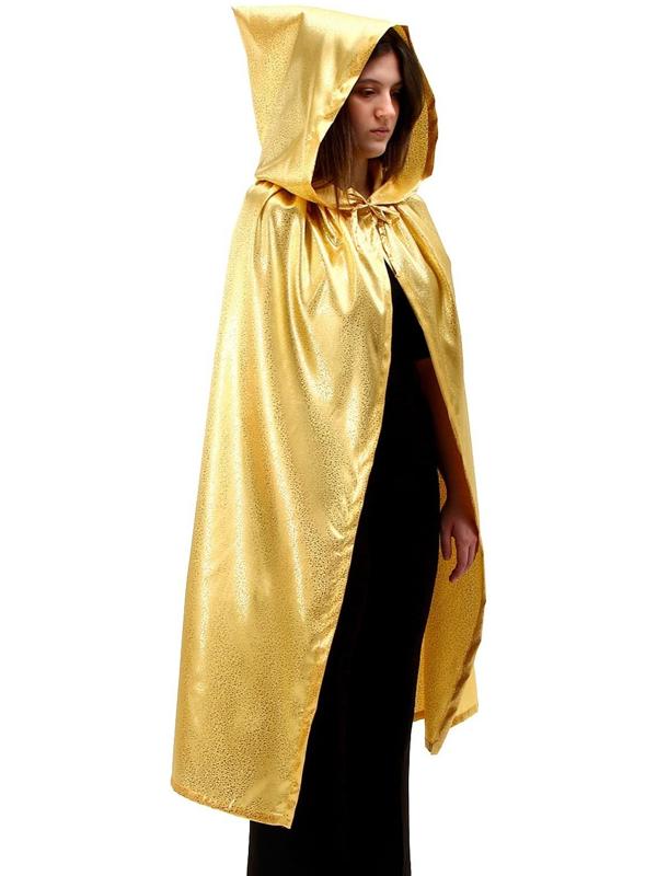 Карнавальный плащ взрослый,атлас,цвет золото с завитком длина 120см