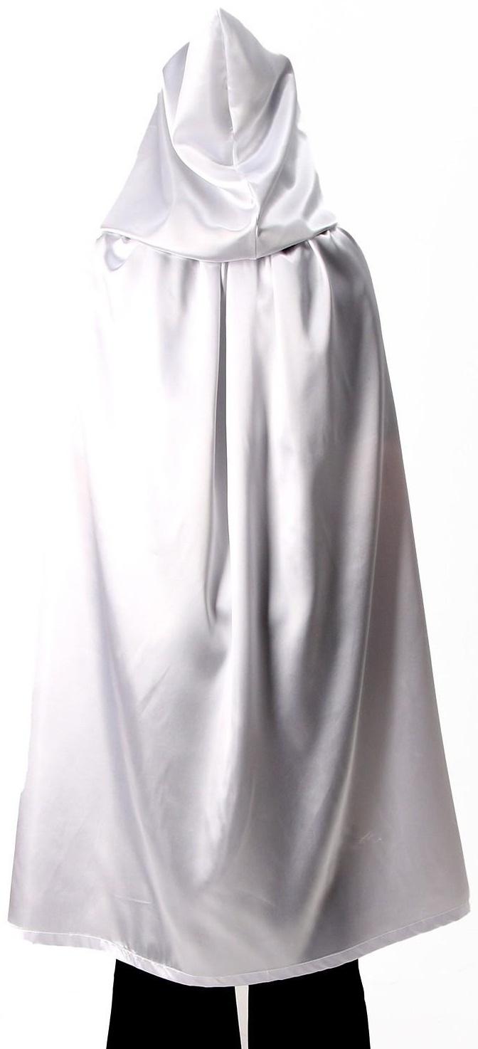 Карнавальный плащ взрослый,атлас,цвет белый длина 120см