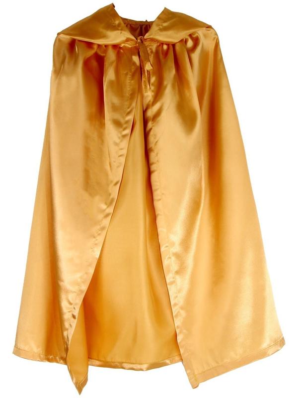 Карнавальный плащ детский,атлас,цвет золотой длина 100см