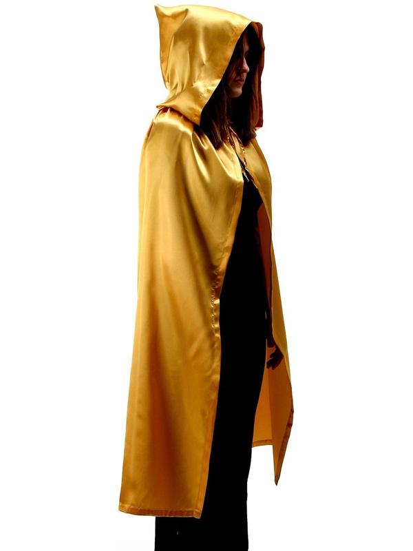 Карнавальный плащ взрослый,атлас,цвет золотой длина 120см