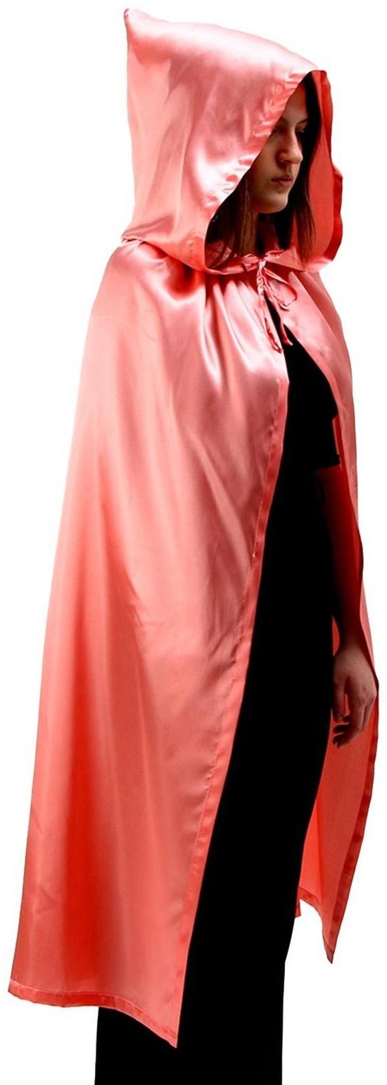 Карнавальный плащ взрослый,атлас,цвет коралловый длина 120см