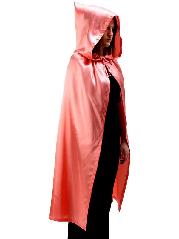 Карнавальный плащ взрослый,атлас,цвет коралловый длина 120см