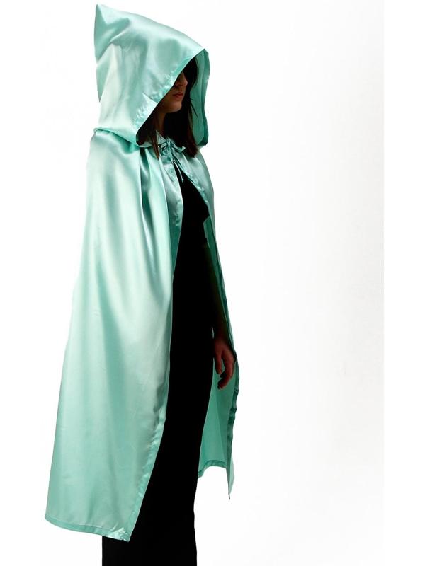 Карнавальный плащ взрослый,атлас,цвет мятный длина 120см