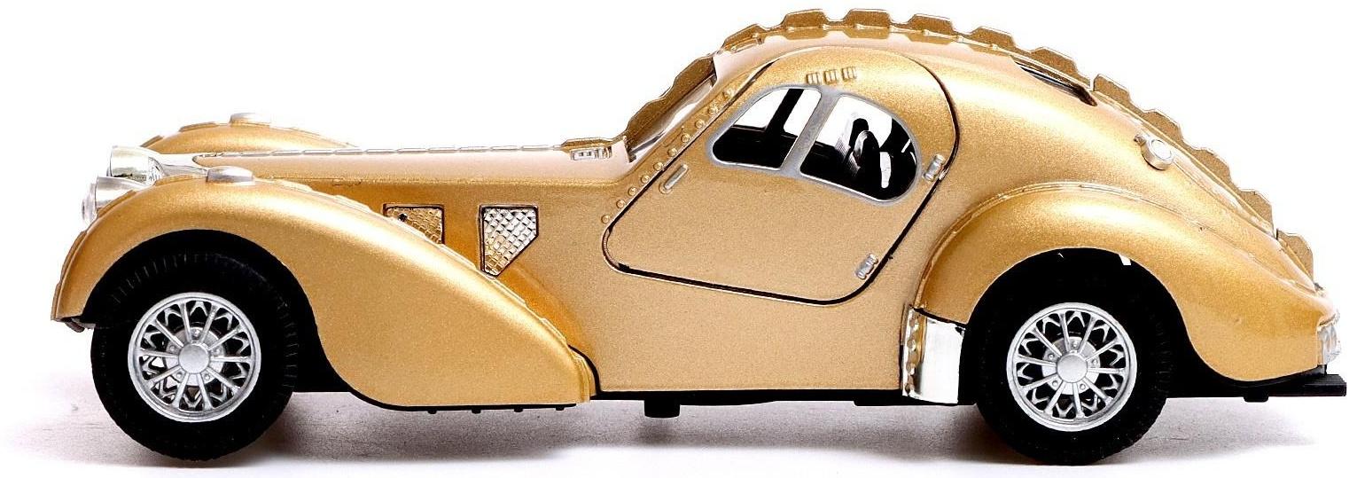 Машина металлическая Vintage, масштаб 1:28, свет и звук, инерция, цвет золотистый