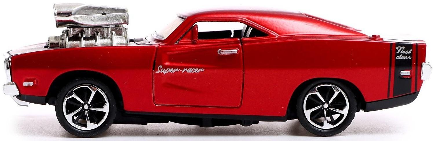 Машина металлическая Muscle car, масштаб 1:32, свет и звук, инерция, цвет красный