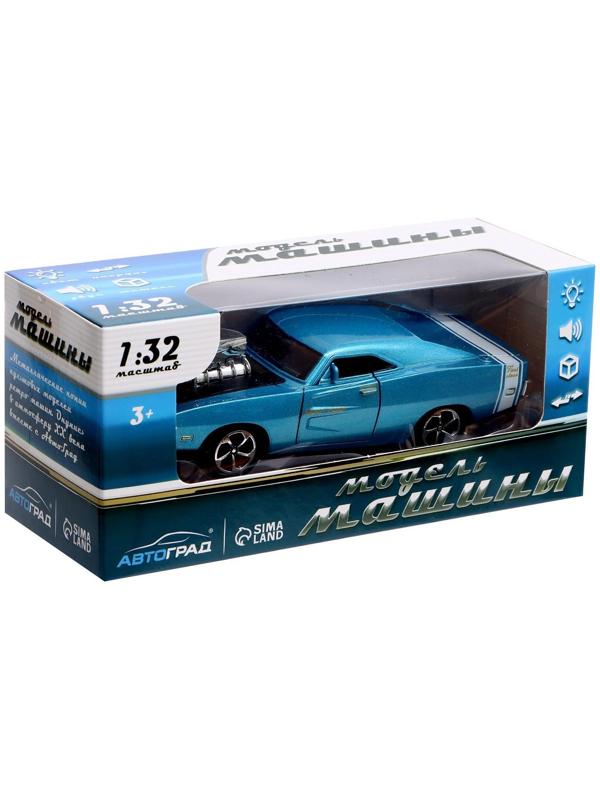 Машина металлическая Muscle car, масштаб 1:32, свет и звук, инерция, цвет синий