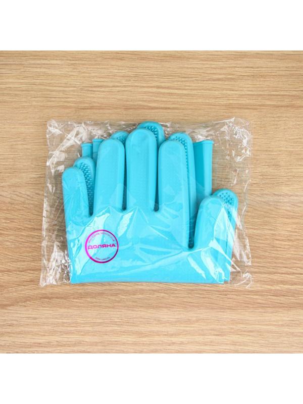 Перчатки хозяйственные силиконовые Доляна, 100 г, 28×14 см, цвет бирюзовый