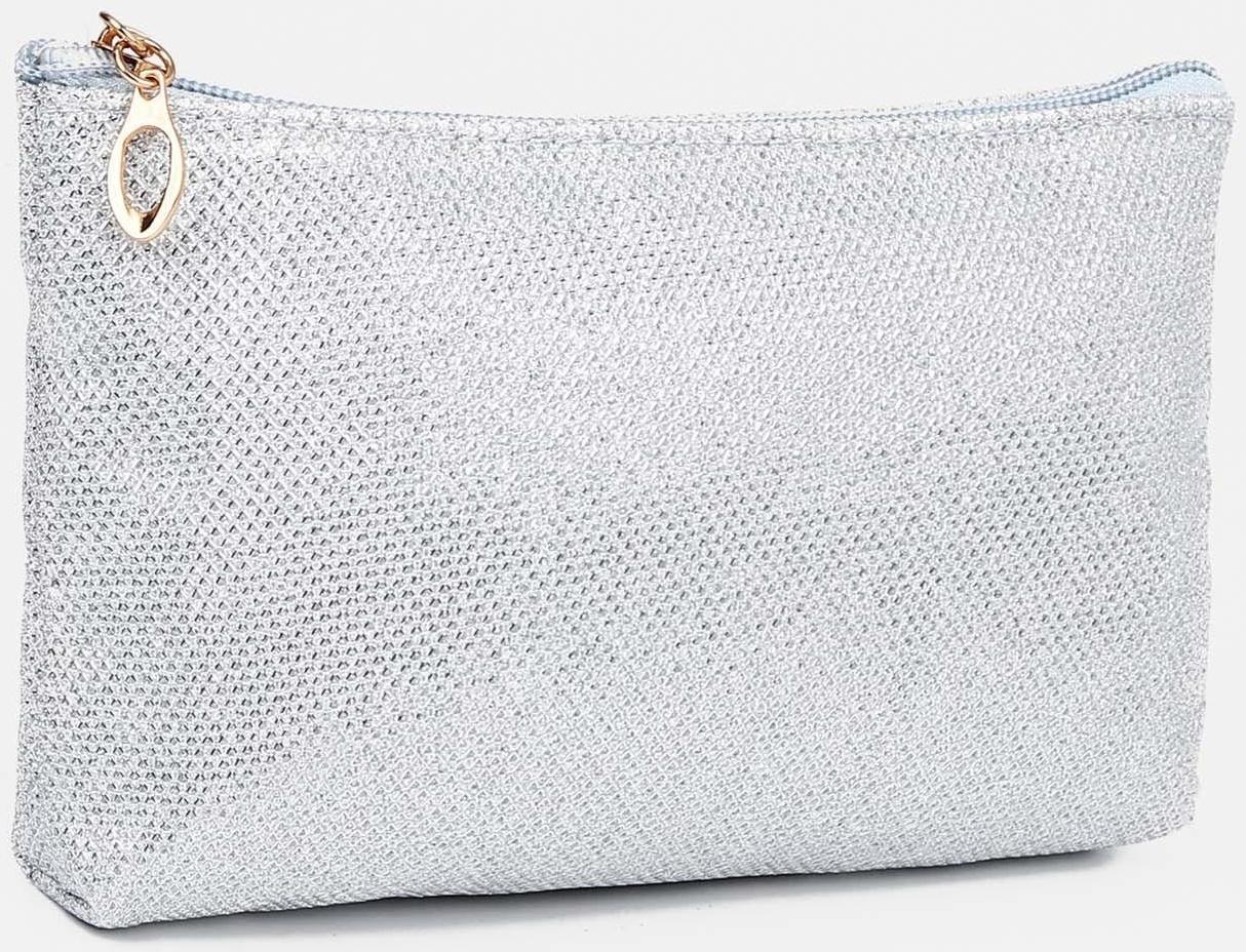 Набор косметичек 3 в 1 на молнии, цвет серебряный