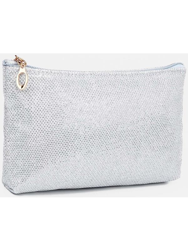 Набор косметичек 3 в 1 на молнии, цвет серебряный