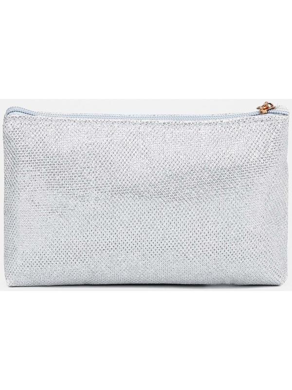 Набор косметичек 3 в 1 на молнии, цвет серебряный