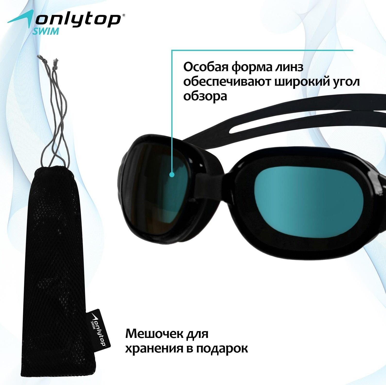 Очки для плавания + набор носовых перемычек, цвет чёрный