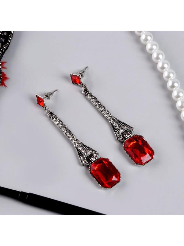 Карнавальный набор «Леди» (повязка+перчатки+серьги+бусы+мундштук)