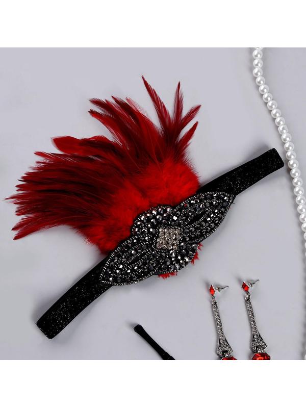 Карнавальный набор «Леди» (повязка+перчатки+серьги+бусы+мундштук)