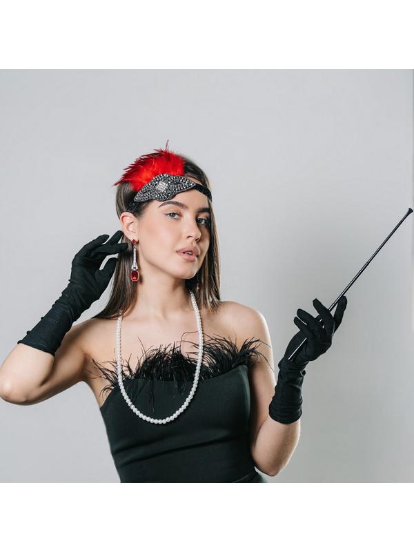 Карнавальный набор «Леди» (повязка+перчатки+серьги+бусы+мундштук)