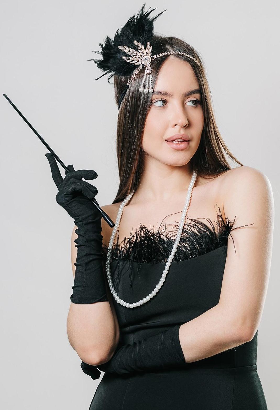 Карнавальный набор Lux (повязка+ перчатки+бусы+мундштук)