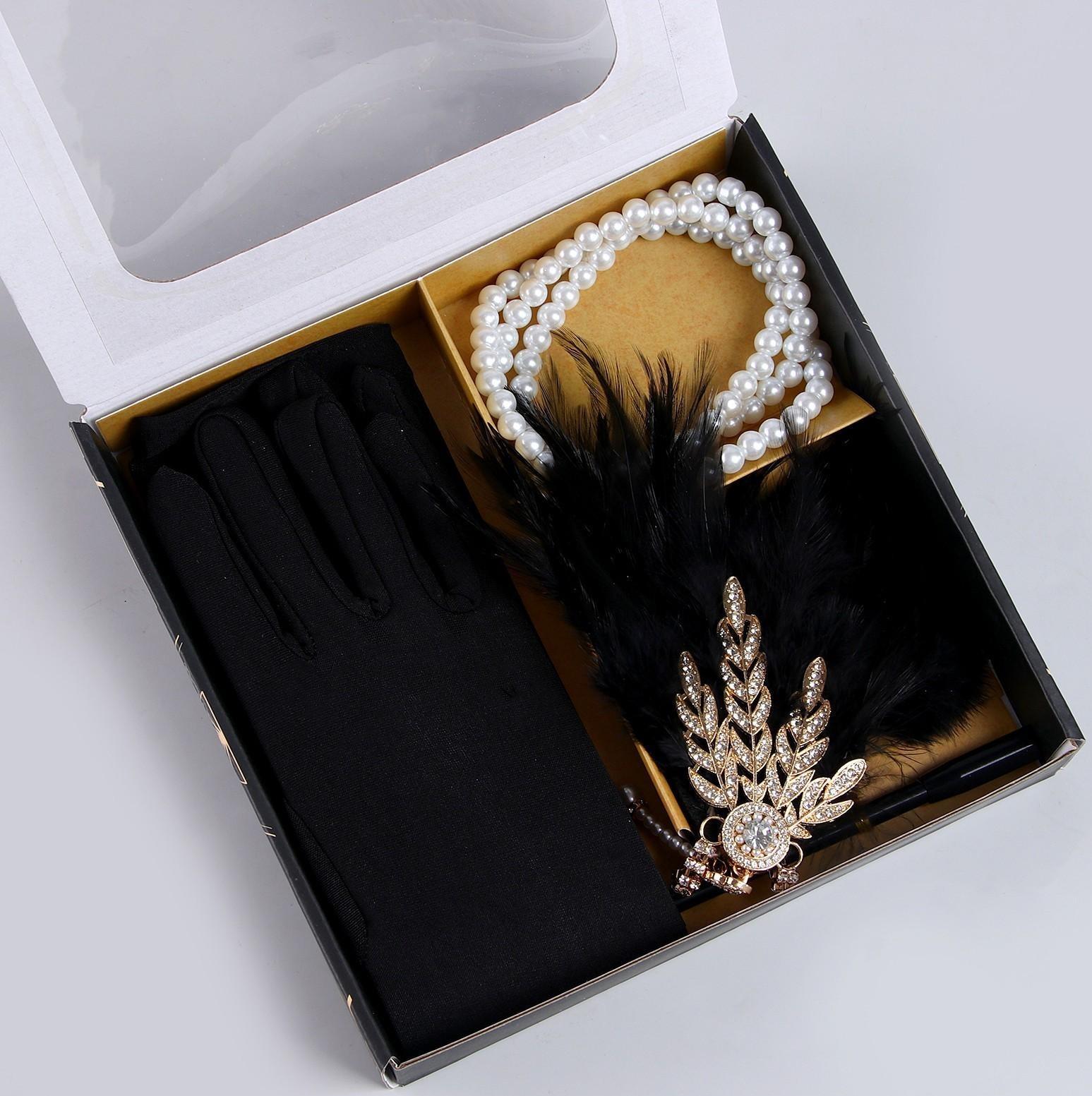 Карнавальный набор Lux (повязка+ перчатки+бусы+мундштук)