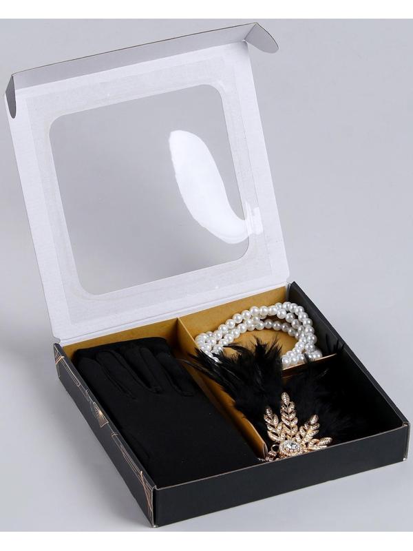 Карнавальный набор Lux (повязка+ перчатки+бусы+мундштук)