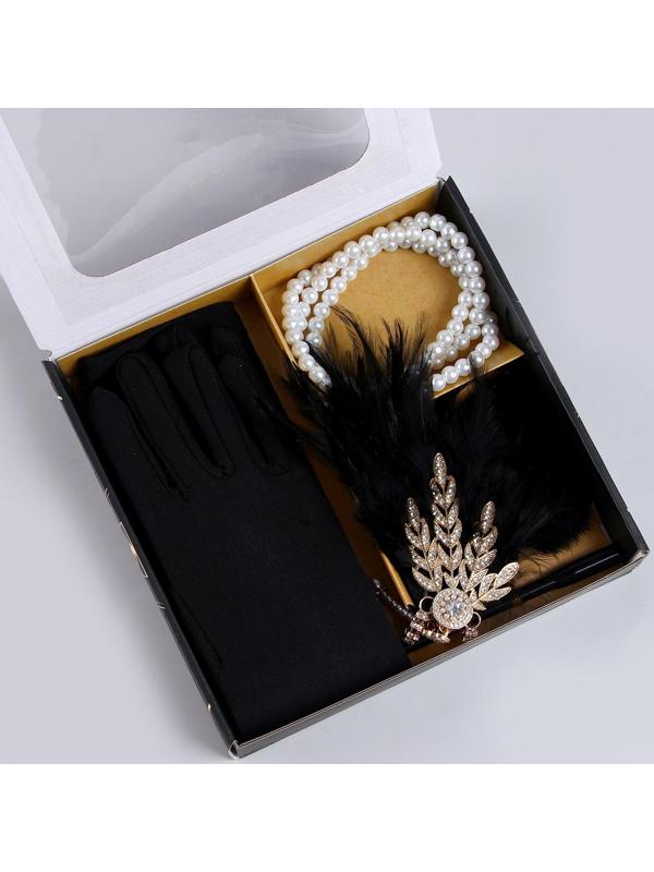 Карнавальный набор Lux (повязка+ перчатки+бусы+мундштук)