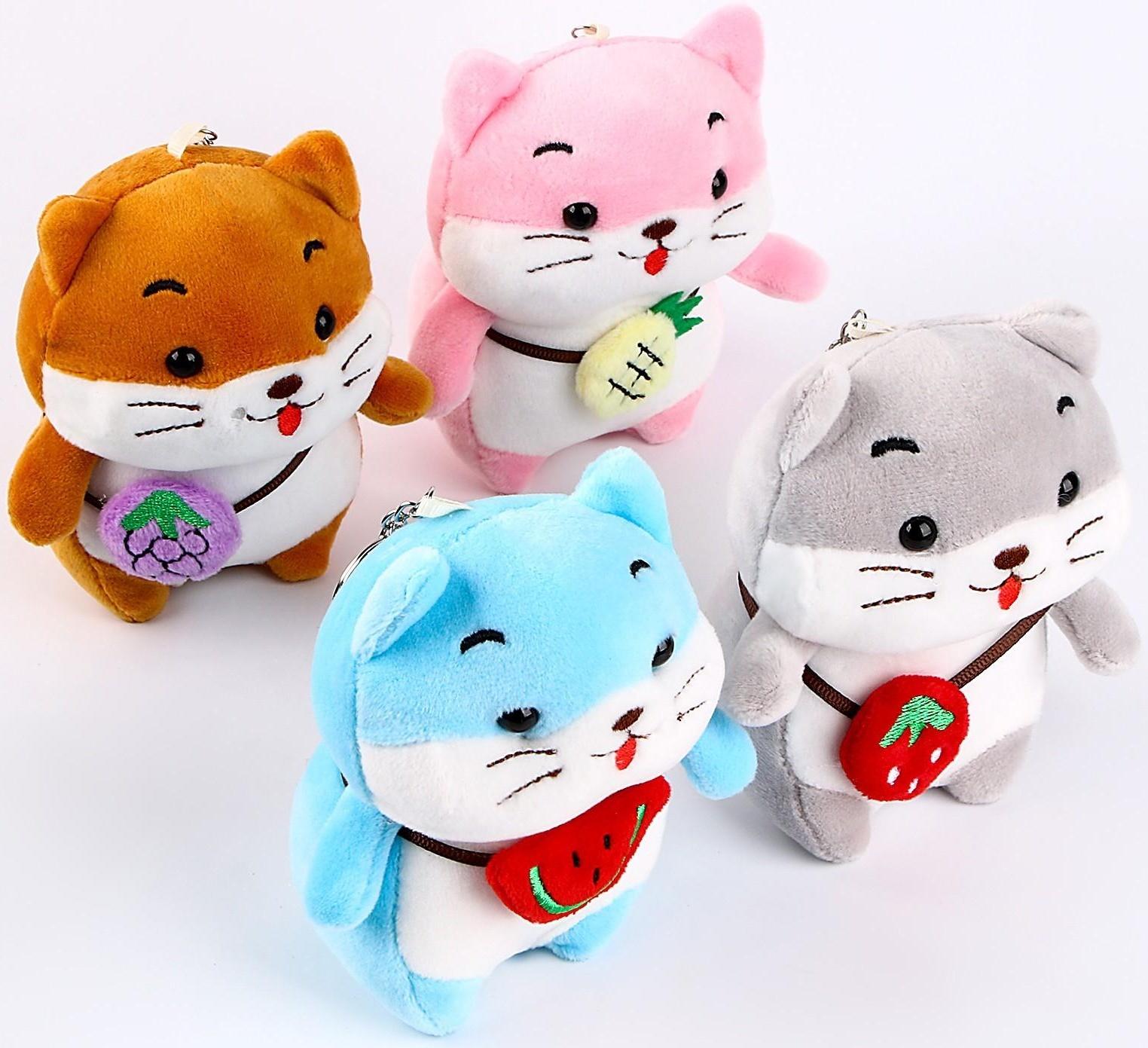 Мягкая игрушка «Хомяк с фруктиком» на брелоке, 12 см, цвета МИКС