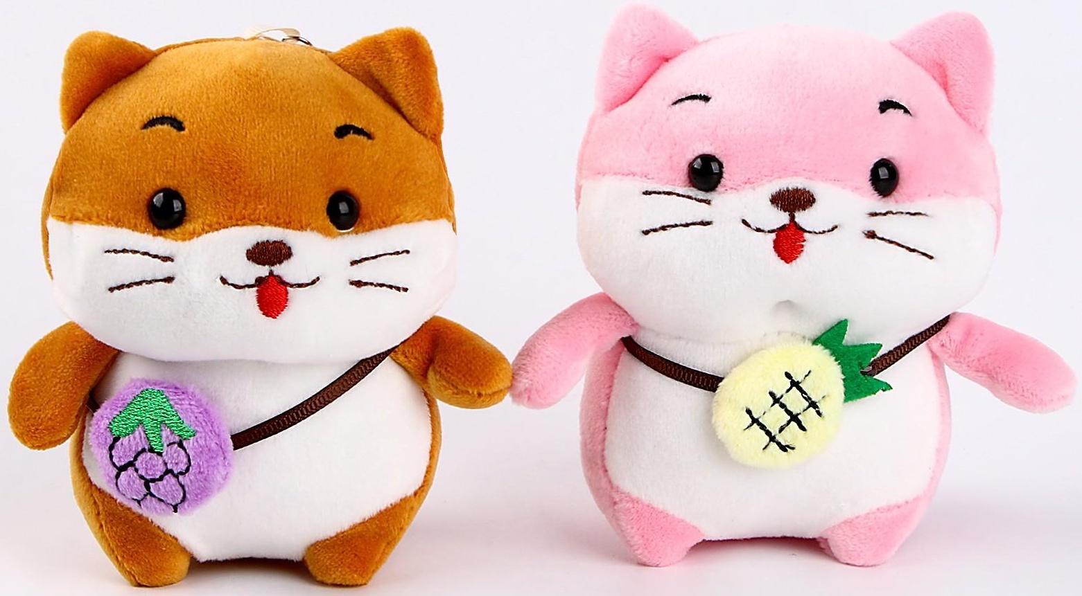 Мягкая игрушка «Хомяк с фруктиком» на брелоке, 12 см, цвета МИКС