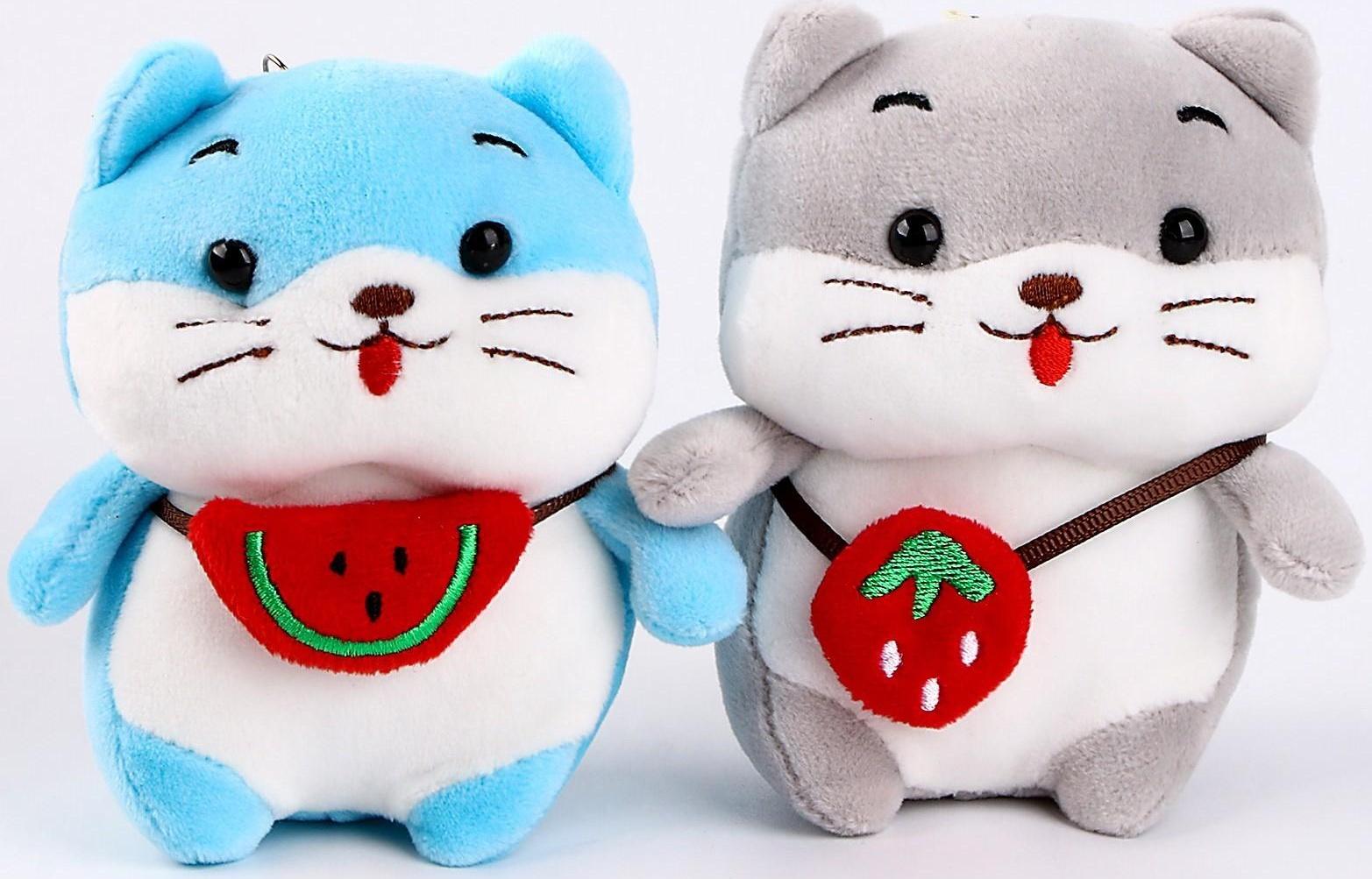 Мягкая игрушка «Хомяк с фруктиком» на брелоке, 12 см, цвета МИКС