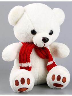 Мягкая игрушка «Мишка в шарфе», цвет белый