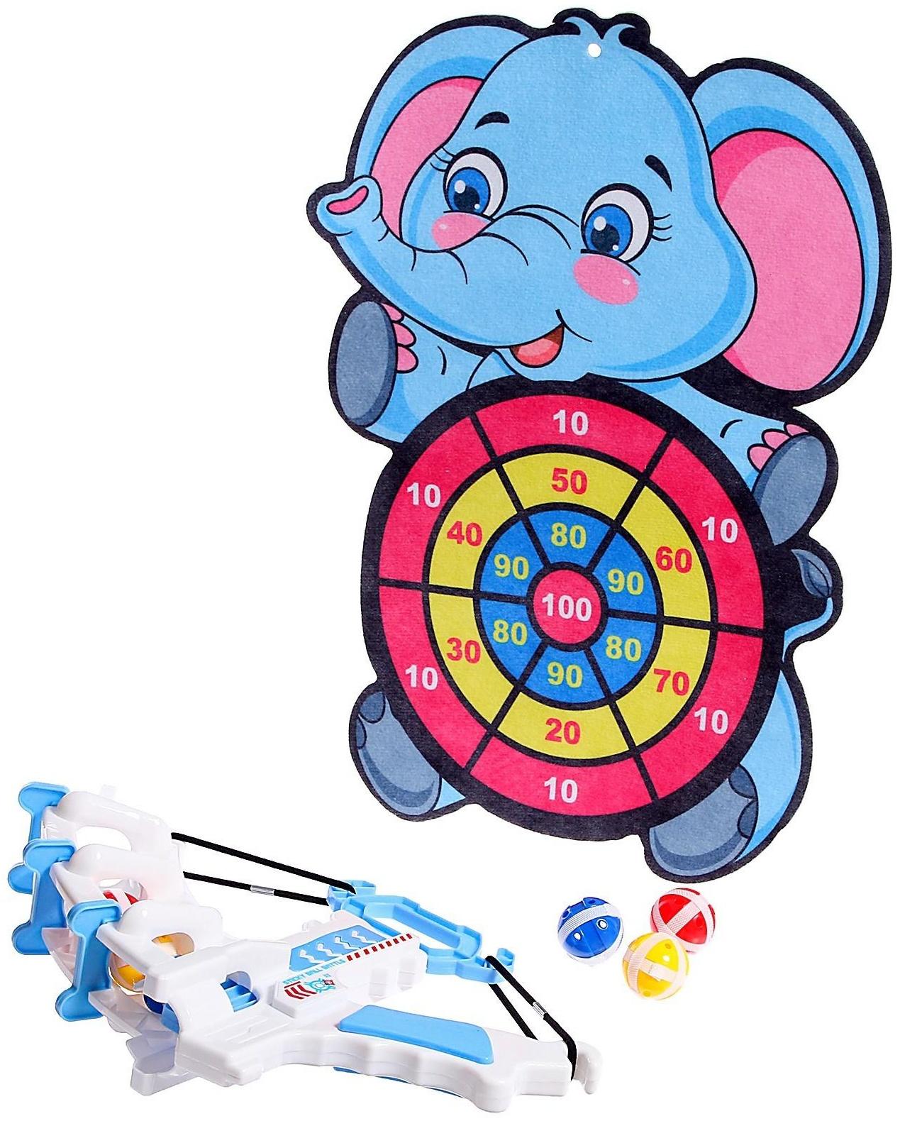 Дартс «Слоник», 6 шариков на липучках, лук для запуска