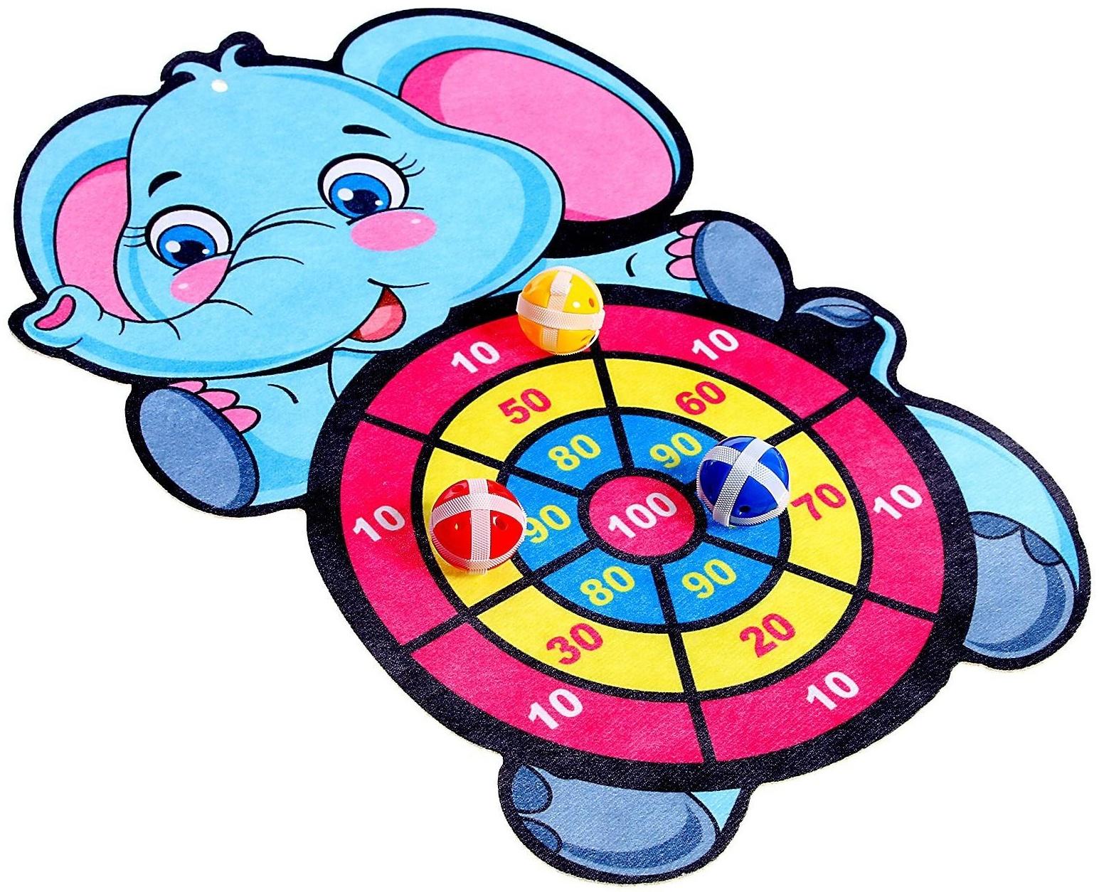 Дартс «Слоник», 6 шариков на липучках, лук для запуска