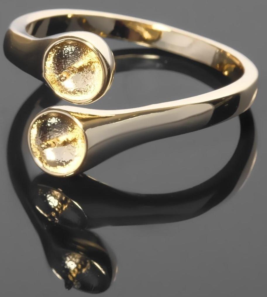 Основа для кольца родированная, 2 штифта, безразмерная, цвет золото