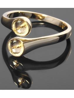 Основа для кольца родированная, 2 штифта, безразмерная, цвет золото