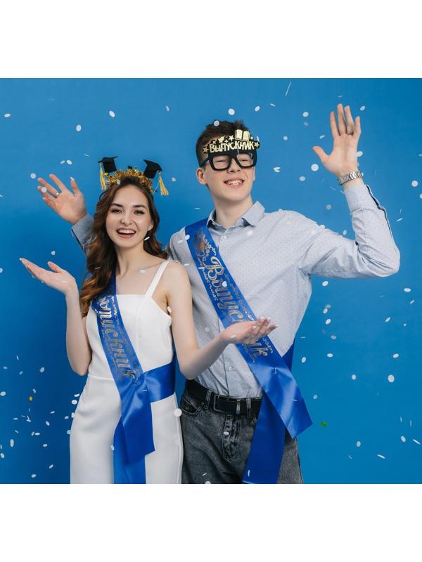 Карнавальный набор «Выпускник университета», 2 предмета: лента золотая + булавка, ободок с шапочками