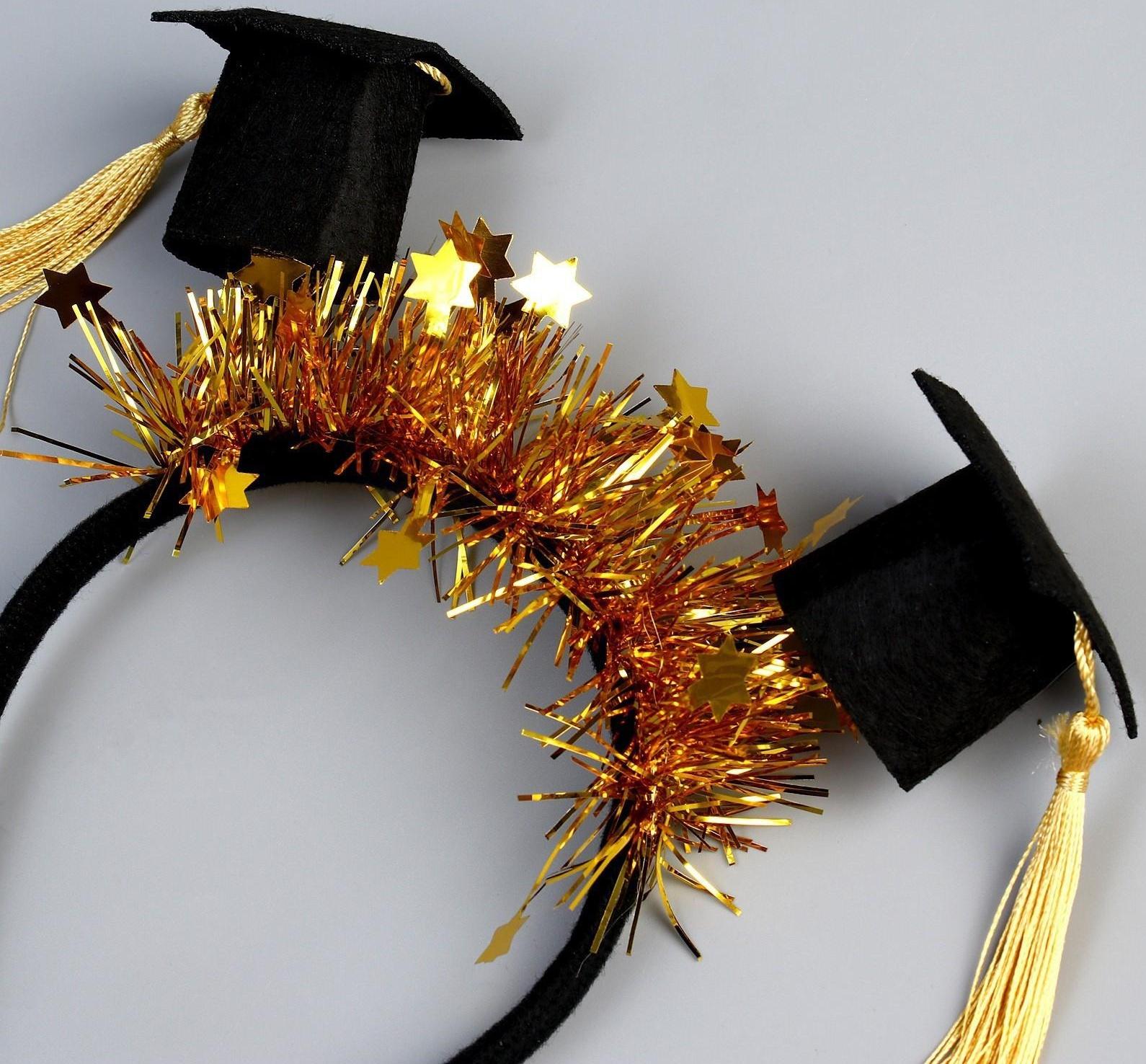 Карнавальный ободок «Выпускник университета» с шапочками