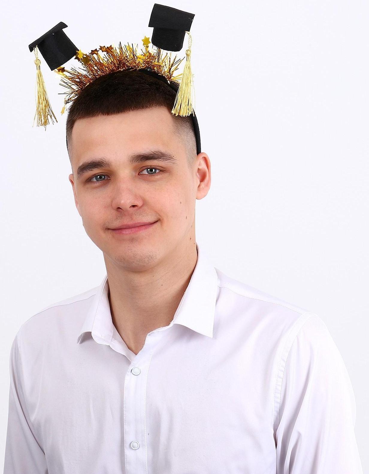 Карнавальный ободок «Выпускник университета» с шапочками