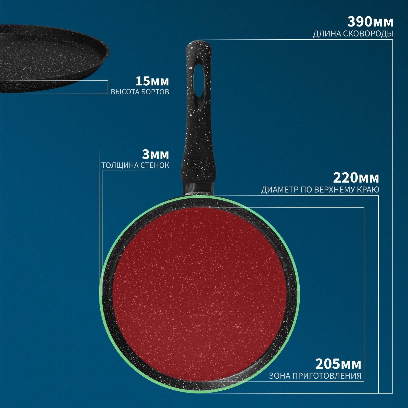 Сковорода блинная Magistro Dark, d=22 см, ручка soft-touch, антипригарное покрытие, индукция