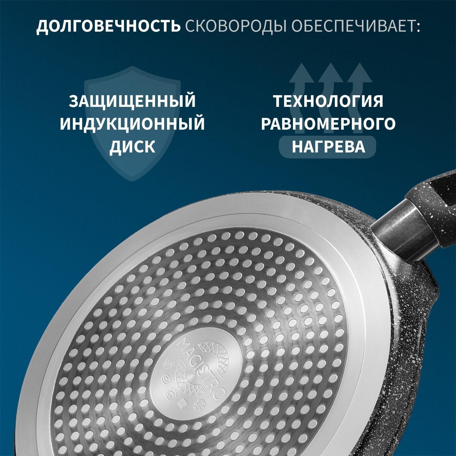 Сковорода блинная Magistro Dark, d=22 см, ручка soft-touch, антипригарное покрытие, индукция