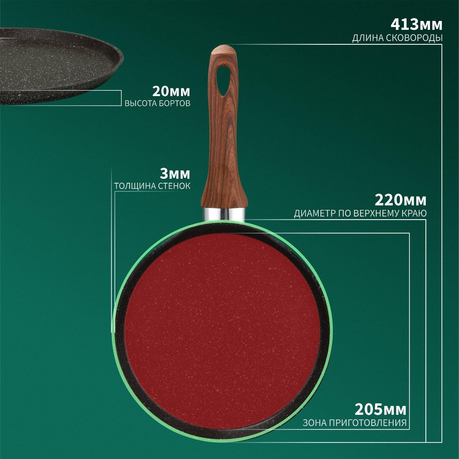 Сковорода блинная Magistro Granit, d=22 см, ручка soft-touch, антипригарное покрытие, индукция