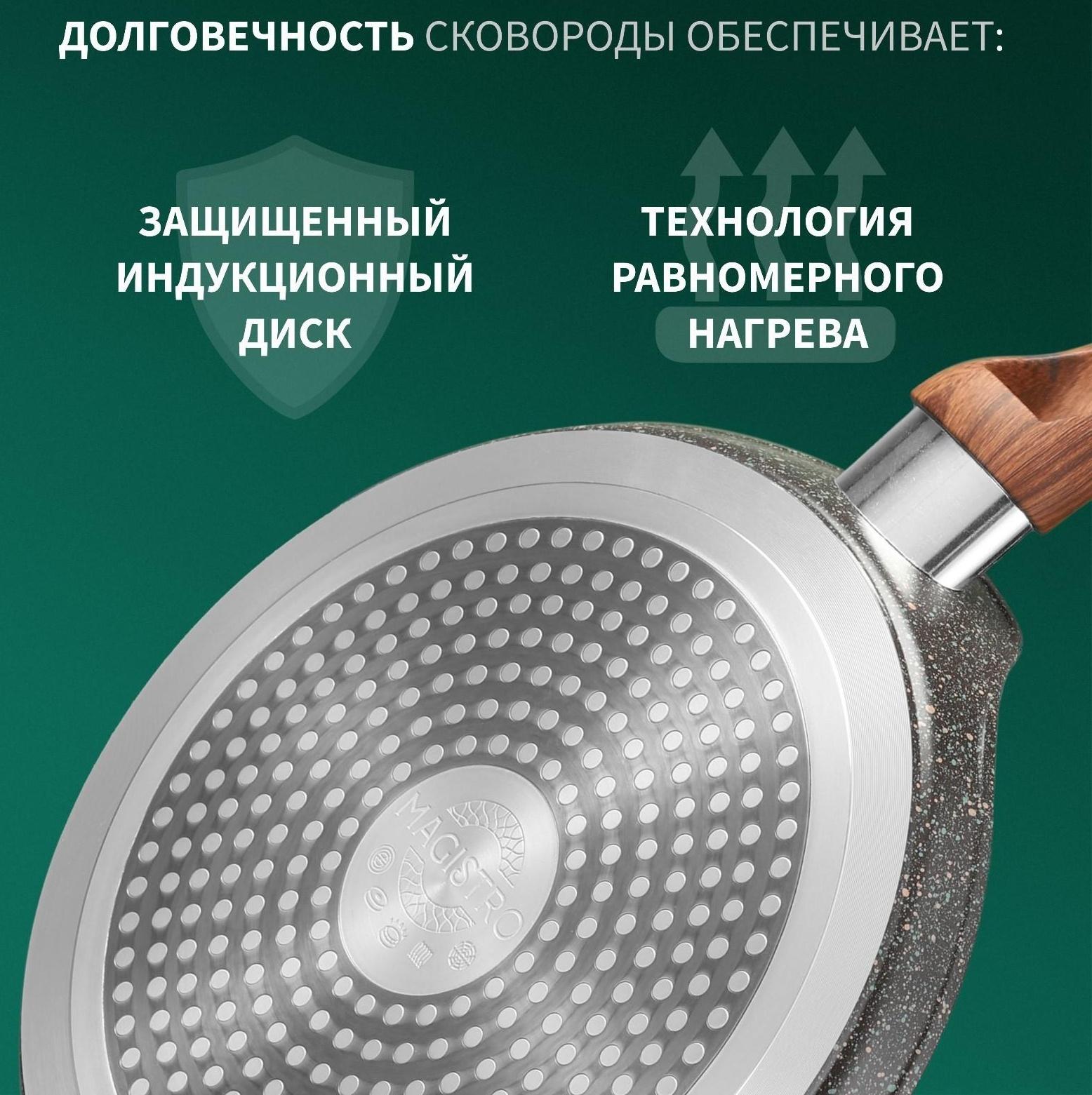 Сковорода блинная Magistro Granit, d=24 см, ручка soft-touch, антипригарное покрытие, индукция