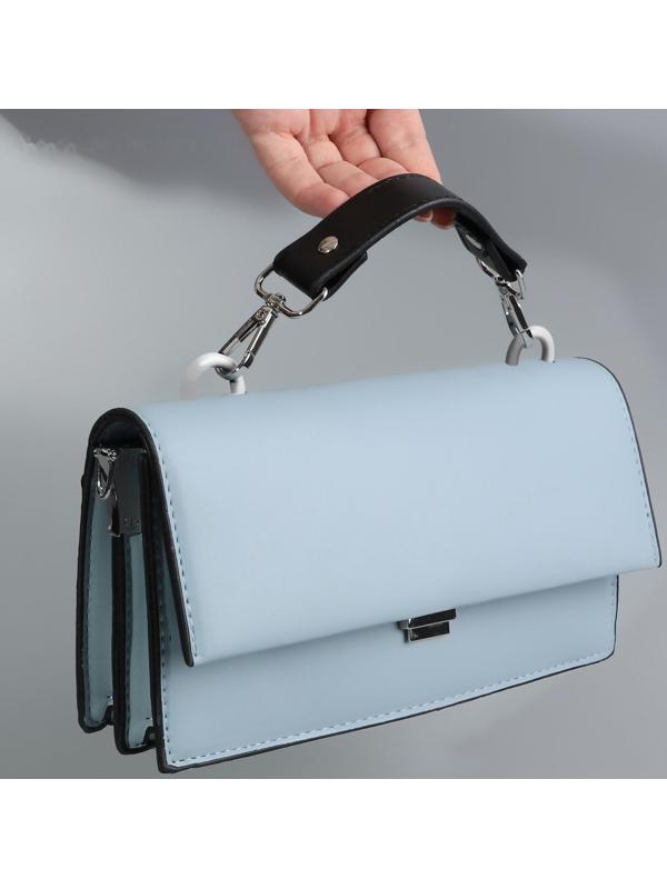 Ручка для сумки, с карабинами, 20 ± 1 см × 2,5 см, цвет чёрный/серебряный