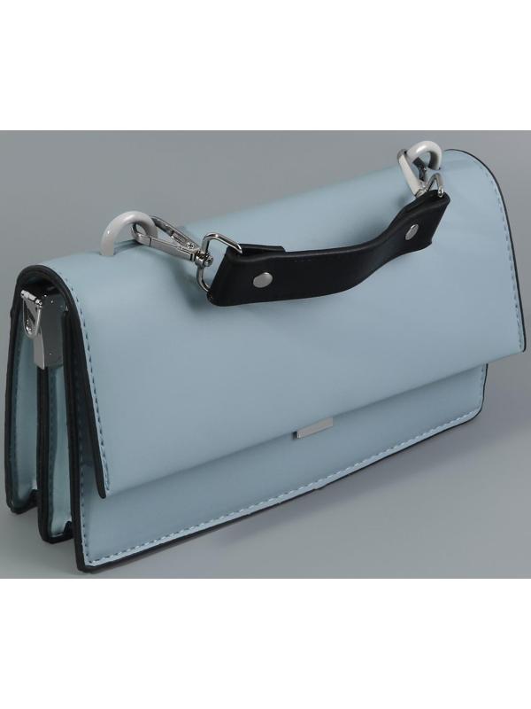 Ручка для сумки, с карабинами, 20 ± 1 см × 2,5 см, цвет чёрный/серебряный