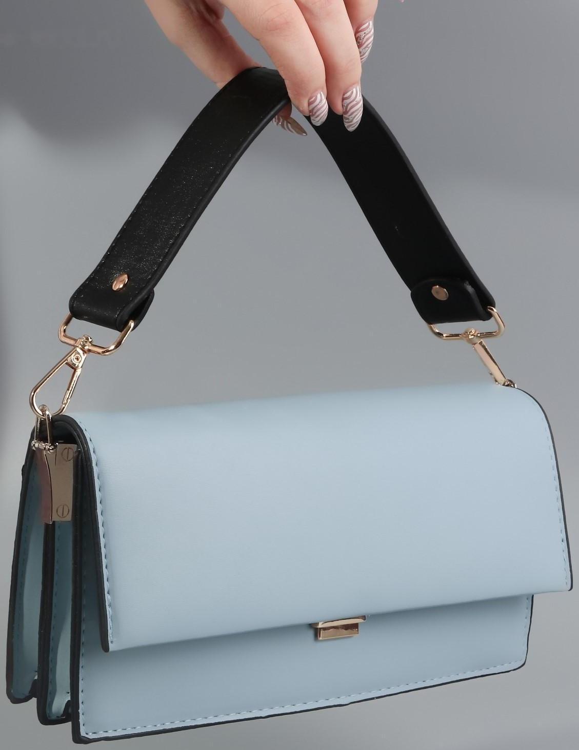 Ручка для сумки, с карабинами, 35 ± 1 см × 3,5 см, цвет чёрный/золотой