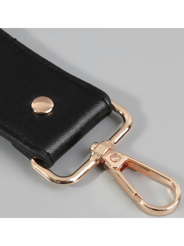 Ручка для сумки, с карабинами, 35 ± 1 см × 3,5 см, цвет чёрный/золотой