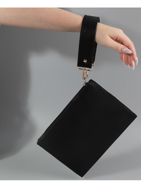 Ручка для сумки, с карабинами, 35 ± 1 см × 3,5 см, цвет чёрный/золотой