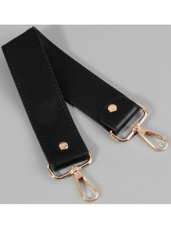Ручка для сумки, с карабинами, 35 ± 1 см × 3,5 см, цвет чёрный/золотой