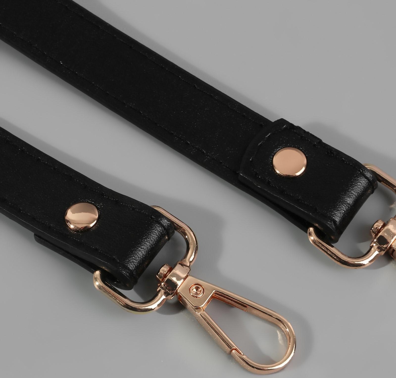 Ручка для сумки, с карабинами, 60 ± 1 см × 2 см, цвет чёрный